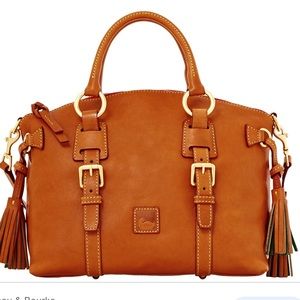 Dooney & Bourke Florentine Leather Double Strap Tassel Satchel Burnt Orange